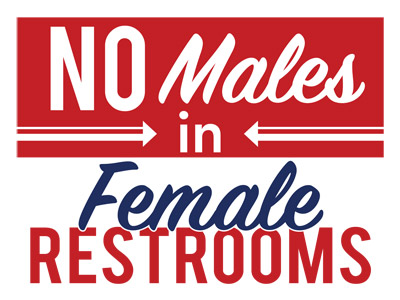 No Males in Female Restrooms Red